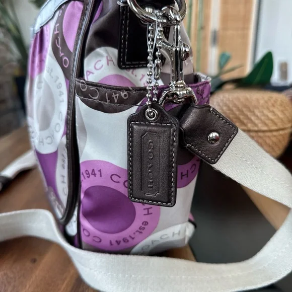Vintage Coach Purple Signature Messenger or Diaper Bag EUC - Picture 5 of 12